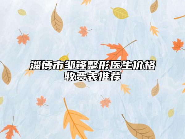 淄博市鄒鋒整形醫(yī)生價(jià)格收費(fèi)表推薦