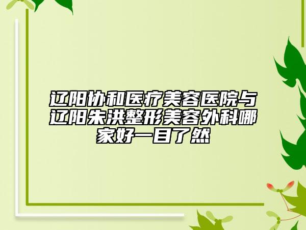 遼陽(yáng)協(xié)和醫(yī)療美容醫(yī)院與遼陽(yáng)朱洪整形美容外科哪家好一目了然