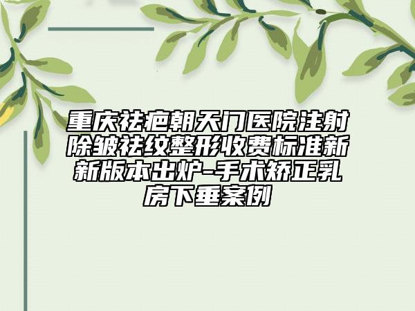 重慶祛疤朝天門醫(yī)院注射除皺祛紋整形收費(fèi)標(biāo)準(zhǔn)新新版本出爐-手術(shù)矯正乳房下垂案例