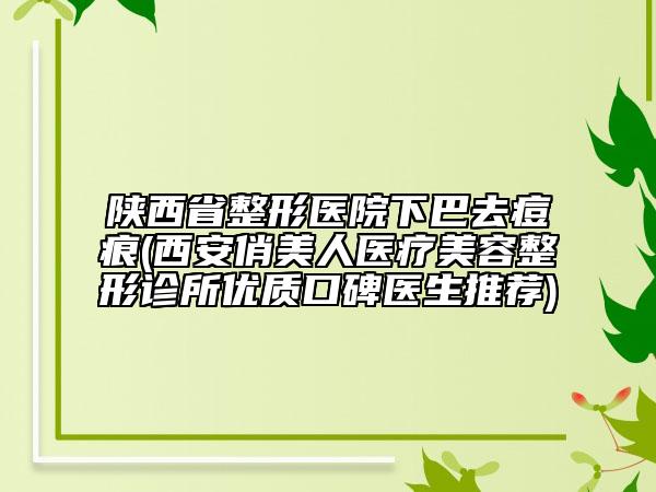 陜西省整形醫(yī)院下巴去痘痕(西安俏美人醫(yī)療美容整形診所優(yōu)質(zhì)口碑醫(yī)生推薦)