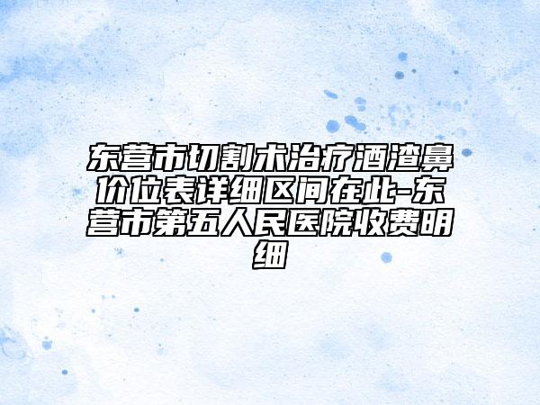 東營市切割術(shù)治療酒渣鼻價位表詳細(xì)區(qū)間在此-東營市第五人民醫(yī)院收費明細(xì)