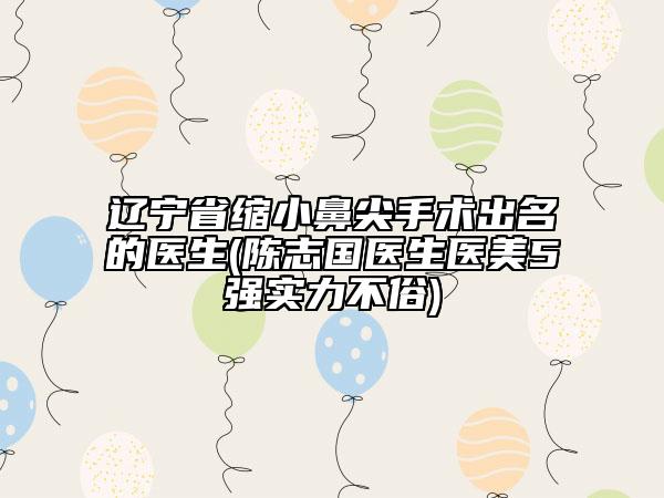 遼寧省縮小鼻尖手術(shù)出名的醫(yī)生(陳志國醫(yī)生醫(yī)美5強(qiáng)實(shí)力不俗)