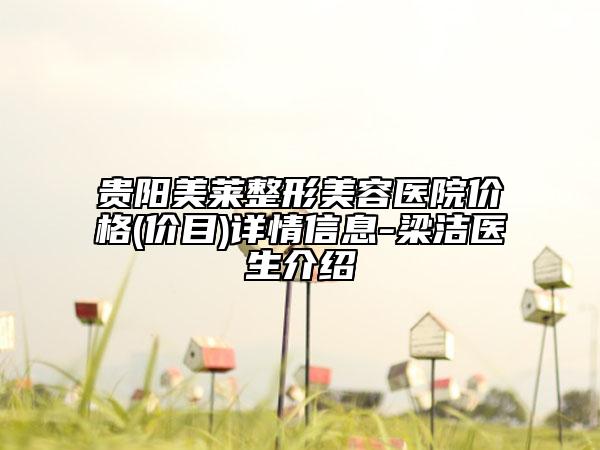 貴陽(yáng)美萊整形美容醫(yī)院價(jià)格(價(jià)目)詳情信息-梁潔醫(yī)生介紹