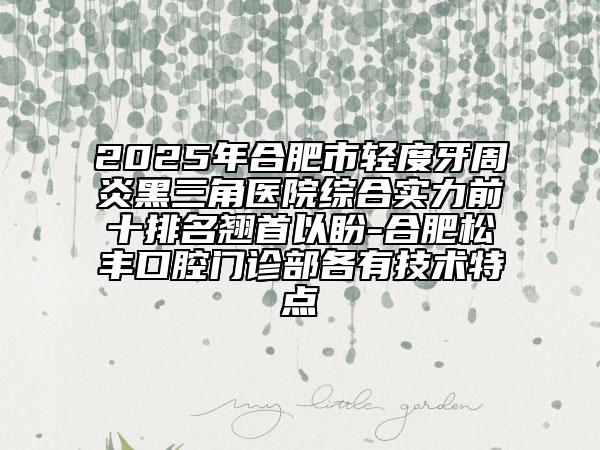2025年合肥市輕度牙周炎黑三角醫(yī)院綜合實力前十排名翹首以盼-合肥松豐口腔門診部各有技術(shù)特點