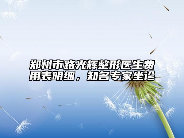 鄭州市路光輝整形醫(yī)生費(fèi)用表明細(xì)，知名專家坐診
