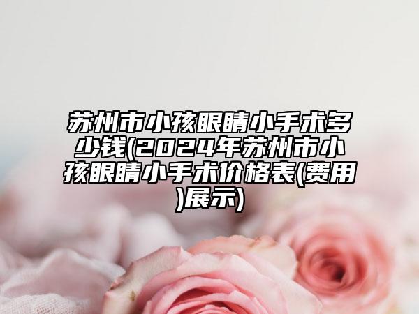 蘇州市小孩眼睛小手術(shù)多少錢(qián)(2024年蘇州市小孩眼睛小手術(shù)價(jià)格表(費(fèi)用)展示)