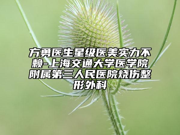 方勇醫(yī)生星級(jí)醫(yī)美實(shí)力不賴(lài)-上海交通大學(xué)醫(yī)學(xué)院附屬第三人民醫(yī)院燒傷整形外科
