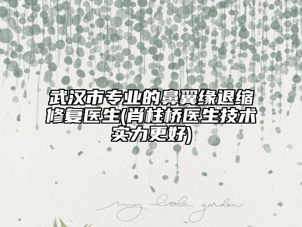武漢市專業(yè)的鼻翼緣退縮修復(fù)醫(yī)生(肖柱橋醫(yī)生技術(shù)實力更好)