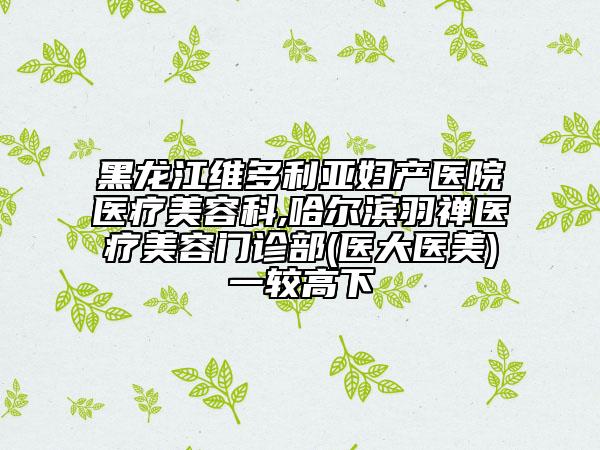 黑龍江維多利亞婦產(chǎn)醫(yī)院醫(yī)療美容科,哈爾濱羽禪醫(yī)療美容門診部(醫(yī)大醫(yī)美)一較高下