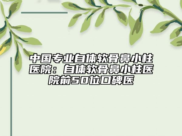 中國專業(yè)自體軟骨鼻小柱醫(yī)院：自體軟骨鼻小柱醫(yī)院前50位口碑醫(yī)