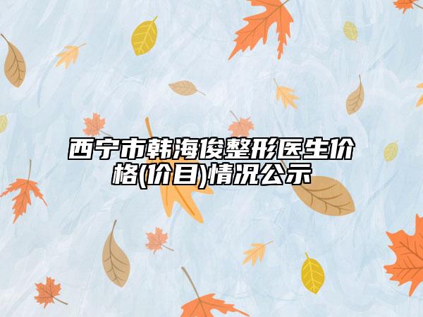 西寧市韓海俊整形醫(yī)生價格(價目)情況公示