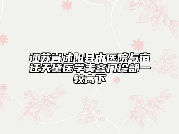 江蘇省沭陽(yáng)縣中醫(yī)院與宿遷天黛醫(yī)學(xué)美容門診部一較高下