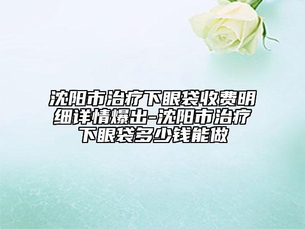 沈陽市治療下眼袋收費(fèi)明細(xì)詳情爆出-沈陽市治療下眼袋多少錢能做