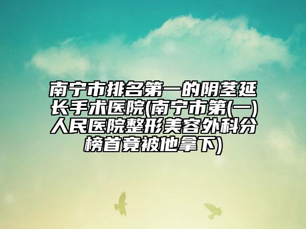 南寧市排名第一的陰莖延長手術(shù)醫(yī)院(南寧市第(一)人民醫(yī)院整形美容外科分榜首竟被他拿下)