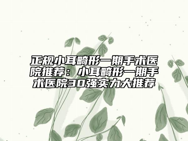 正規(guī)小耳畸形一期手術(shù)醫(yī)院推薦：小耳畸形一期手術(shù)醫(yī)院30強(qiáng)實(shí)力大推薦
