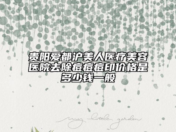 貴陽愛都滬美人醫(yī)療美容醫(yī)院去除痘痘痘印價格是多少錢一般