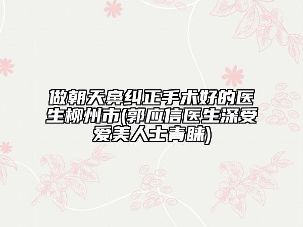 做朝天鼻糾正手術(shù)好的醫(yī)生柳州市(郭應(yīng)信醫(yī)生深受愛(ài)美人士青睞)