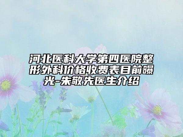 河北醫(yī)科大學(xué)第四醫(yī)院整形外科價格收費表目前曝光-朱敬先醫(yī)生介紹
