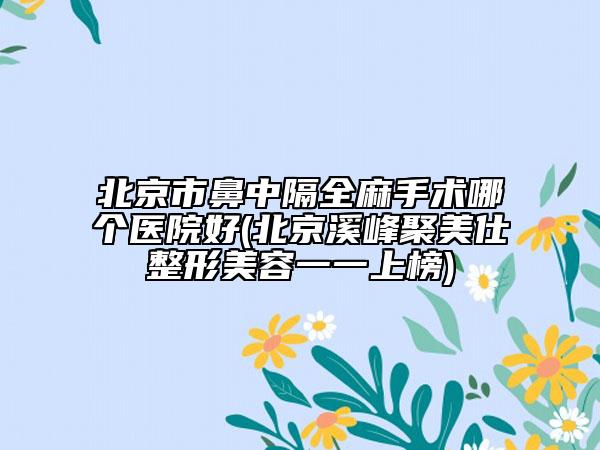 北京市鼻中隔全麻手術(shù)哪個醫(yī)院好(北京溪峰聚美仕整形美容一一上榜)