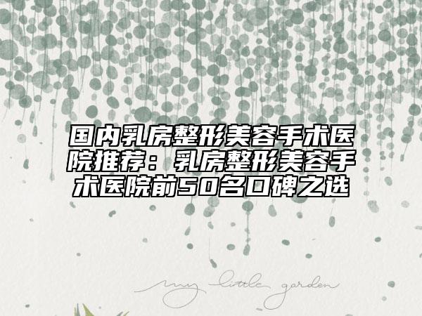 國(guó)內(nèi)乳房整形美容手術(shù)醫(yī)院推薦：乳房整形美容手術(shù)醫(yī)院前50名口碑之選