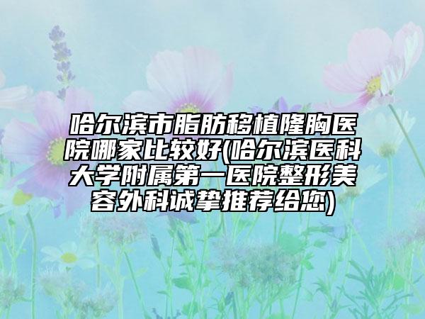 哈爾濱市脂肪移植隆胸醫(yī)院哪家比較好(哈爾濱醫(yī)科大學(xué)附屬第一醫(yī)院整形美容外科誠摯推薦給您)