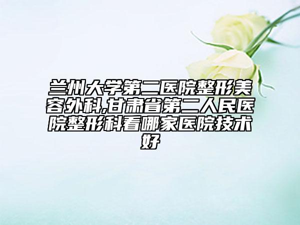 蘭州大學(xué)第二醫(yī)院整形美容外科,甘肅省第二人民醫(yī)院整形科看哪家醫(yī)院技術(shù)好
