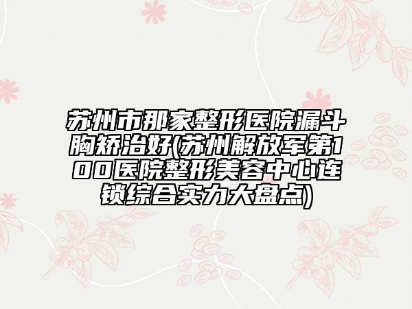 蘇州市那家整形醫(yī)院漏斗胸矯治好(蘇州解放軍第100醫(yī)院整形美容中心連鎖綜合實(shí)力大盤(pán)點(diǎn))