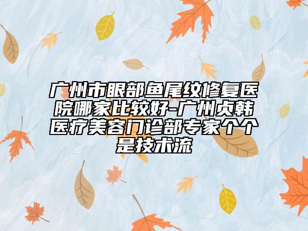 廣州市眼部魚尾紋修復(fù)醫(yī)院哪家比較好-廣州貞韓醫(yī)療美容門診部專家個個是技術(shù)流