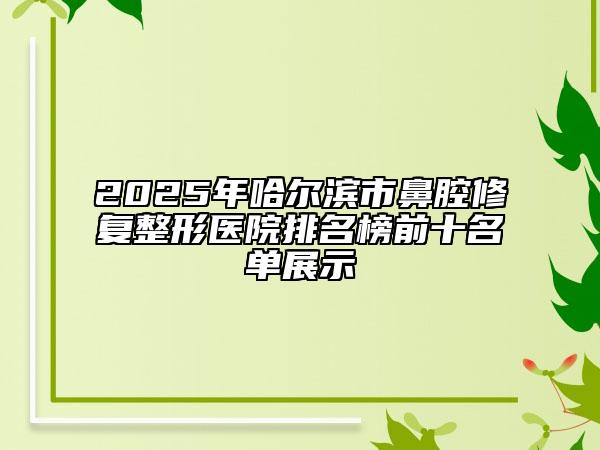 2025年哈爾濱市鼻腔修復(fù)整形醫(yī)院排名榜前十名單展示