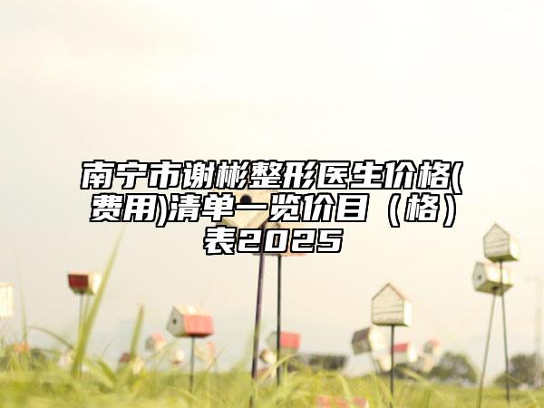 南寧市謝彬整形醫(yī)生價(jià)格(費(fèi)用)清單一覽價(jià)目（格）表2025