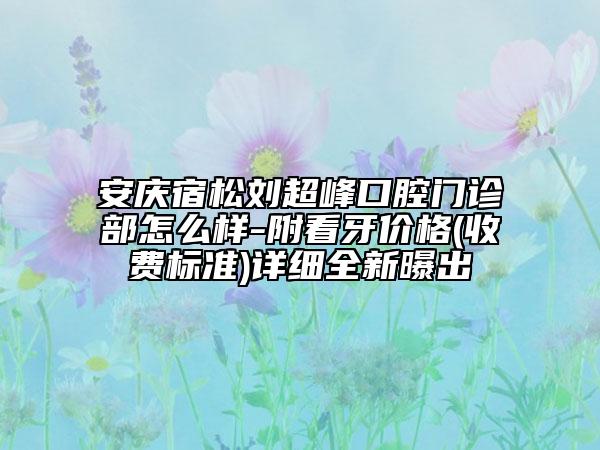 安慶宿松劉超峰口腔門診部怎么樣-附看牙價格(收費標(biāo)準(zhǔn))詳細(xì)全新曝出