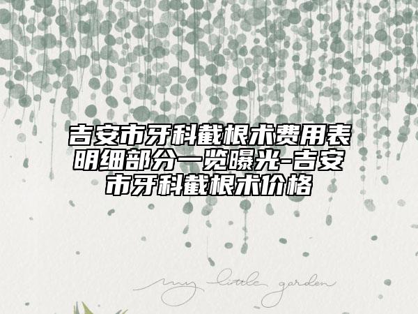 吉安市牙科截根術(shù)費(fèi)用表明細(xì)部分一覽曝光-吉安市牙科截根術(shù)價(jià)格