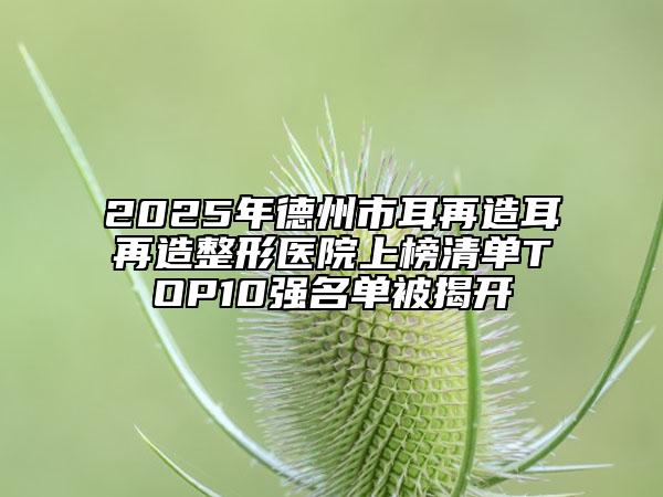 2025年德州市耳再造耳再造整形醫(yī)院上榜清單TOP10強名單被揭開