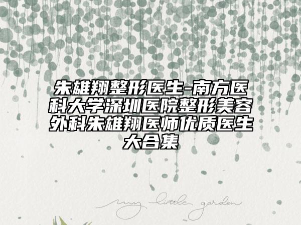 朱雄翔整形醫(yī)生-南方醫(yī)科大學(xué)深圳醫(yī)院整形美容外科朱雄翔醫(yī)師優(yōu)質(zhì)醫(yī)生大合集