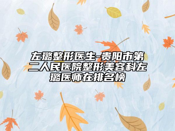 左璐整形醫(yī)生-貴陽市第二人民醫(yī)院整形美容科左璐醫(yī)師在排名榜