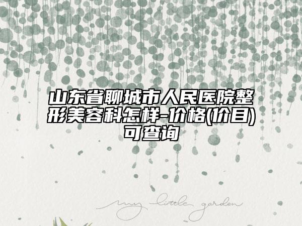 山東省聊城市人民醫(yī)院整形美容科怎樣-價格(價目)可查詢