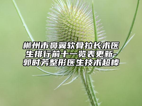 郴州市鼻翼軟骨拉長術醫(yī)生排行前十一覽表更新-郭時芳整形醫(yī)生技術超棒