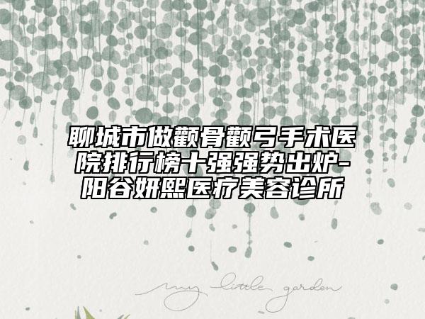 聊城市做顴骨顴弓手術(shù)醫(yī)院排行榜十強(qiáng)強(qiáng)勢出爐-陽谷妍熙醫(yī)療美容診所