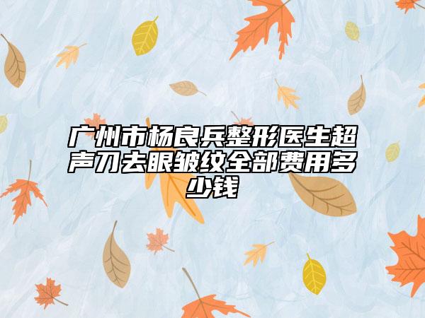 廣州市楊良兵整形醫(yī)生超聲刀去眼皺紋全部費用多少錢