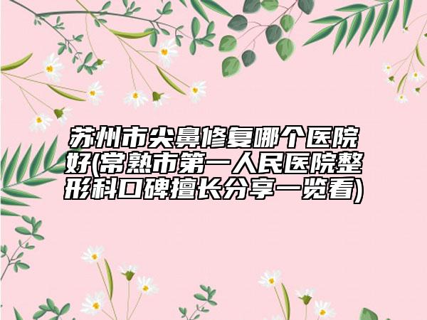 蘇州市尖鼻修復哪個醫(yī)院好(常熟市第一人民醫(yī)院整形科口碑擅長分享一覽看)