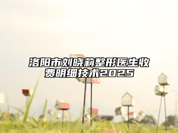 洛陽市劉曉莉整形醫(yī)生收費(fèi)明細(xì)技術(shù)2025