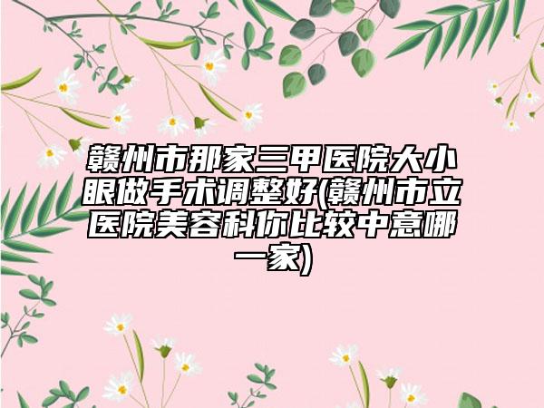 贛州市那家三甲醫(yī)院大小眼做手術(shù)調(diào)整好(贛州市立醫(yī)院美容科你比較中意哪一家)