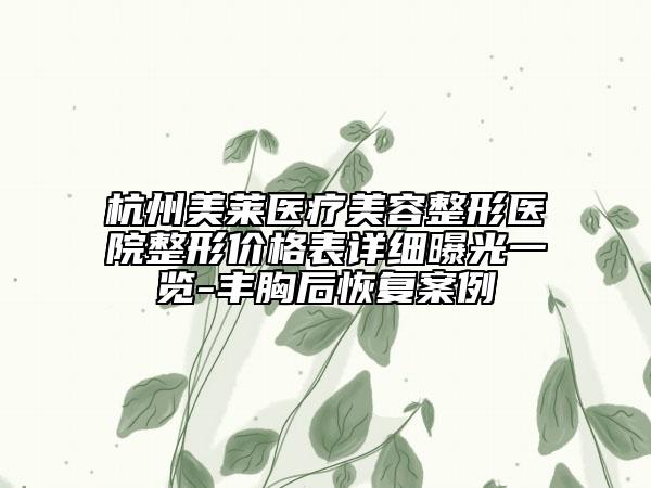 杭州美萊醫(yī)療美容整形醫(yī)院整形價(jià)格表詳細(xì)曝光一覽-豐胸后恢復(fù)案例