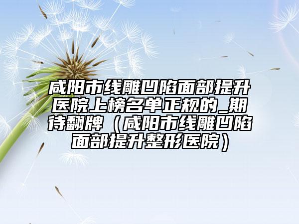 咸陽(yáng)市線雕凹陷面部提升醫(yī)院上榜名單正規(guī)的_期待翻牌（咸陽(yáng)市線雕凹陷面部提升整形醫(yī)院）