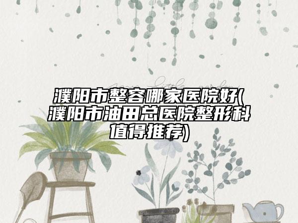 濮陽市整容哪家醫(yī)院好(濮陽市油田總醫(yī)院整形科值得推薦)