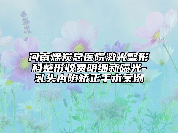 河南煤炭總醫(yī)院激光整形科整形收費明細新曝光-乳頭內(nèi)陷矯正手術(shù)案例