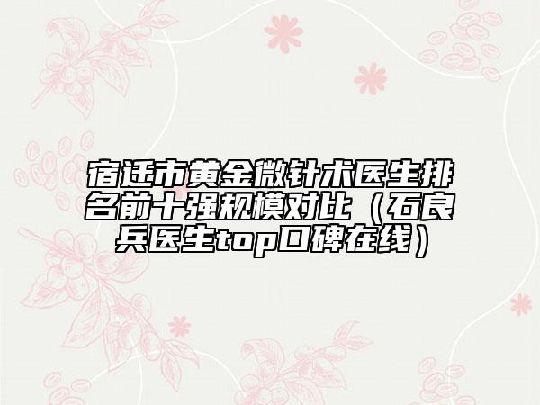 宿遷市黃金微針術(shù)醫(yī)生排名前十強(qiáng)規(guī)模對(duì)比（石良兵醫(yī)生top口碑在線(xiàn)）