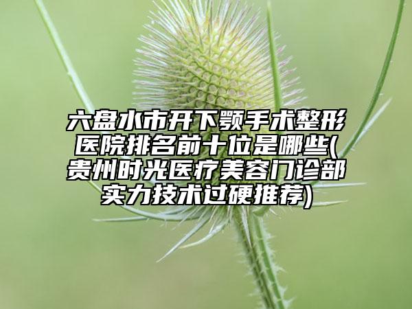 六盤水市開(kāi)下顎手術(shù)整形醫(yī)院排名前十位是哪些(貴州時(shí)光醫(yī)療美容門診部實(shí)力技術(shù)過(guò)硬推薦)