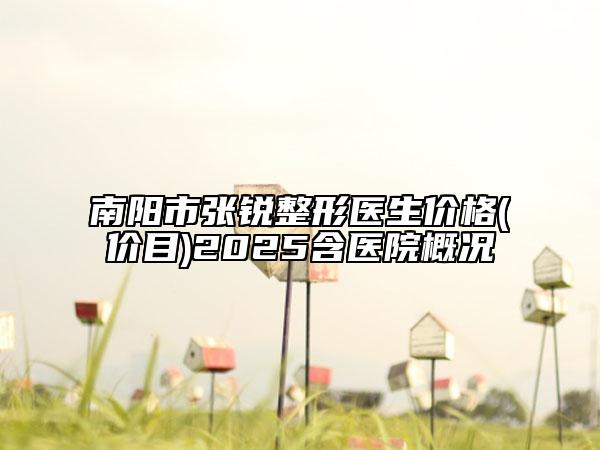 南陽(yáng)市張銳整形醫(yī)生價(jià)格(價(jià)目)2025含醫(yī)院概況