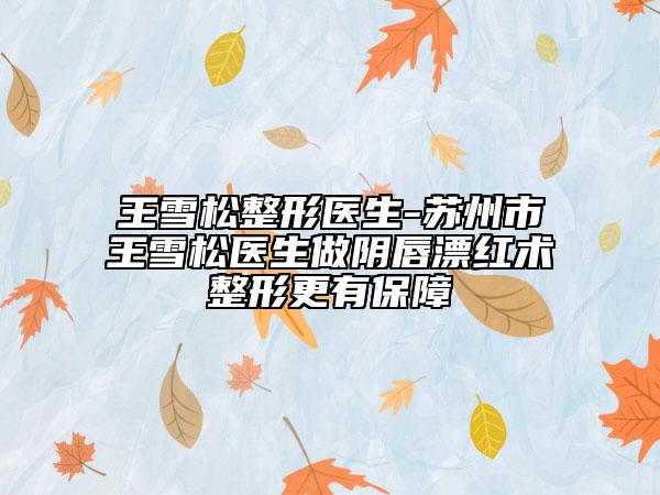 王雪松整形醫(yī)生-蘇州市王雪松醫(yī)生做陰唇漂紅術(shù)整形更有保障